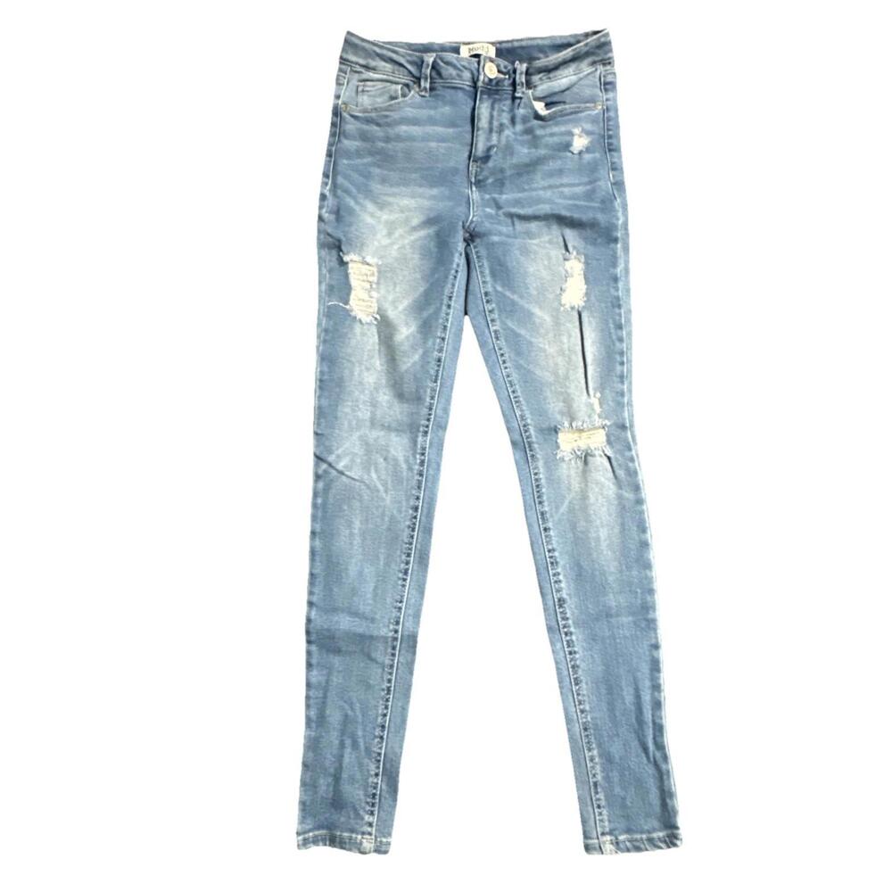 Mudd Light Blue Skinny Juniors Jeans Stretch Distressed Size 13